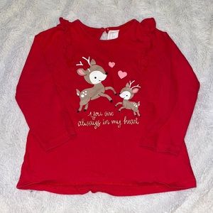 H&M red long sleeve deer top 🦌